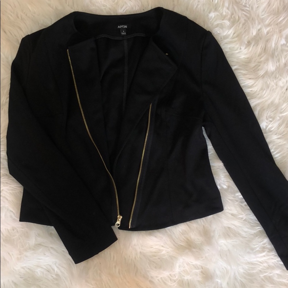 Black Blazer Jacket w/ Gold Zipper